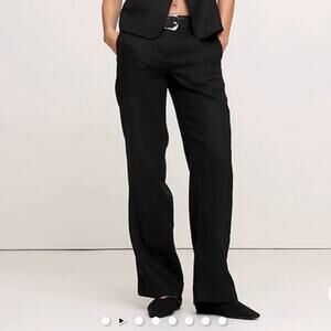Banana Republic The Everyday Wide Leg Linen Pant Black M 713516